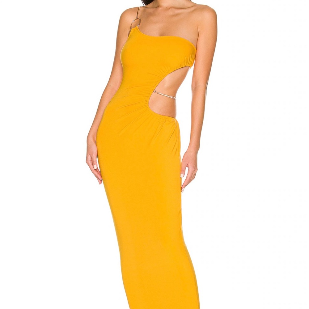 Yellow cut out chain dress